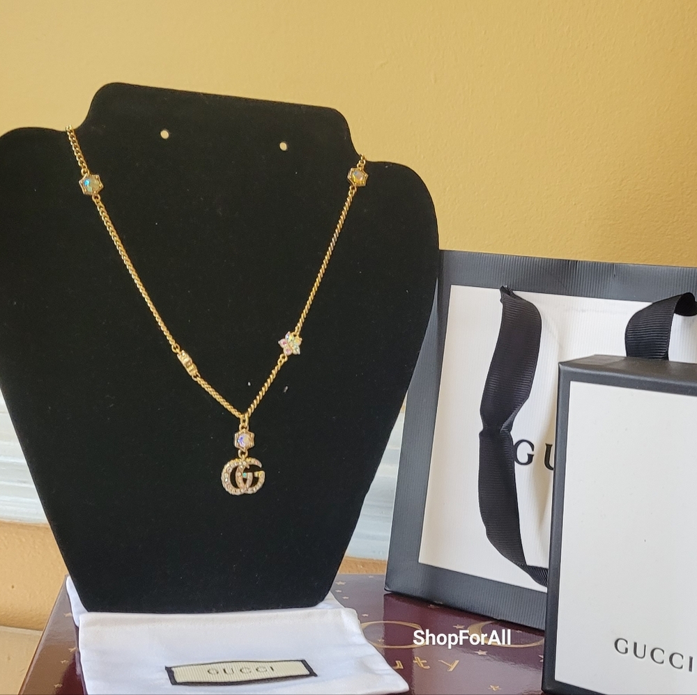 Gucci Gold Necklace with Crystal Details - Picture 5 of 12